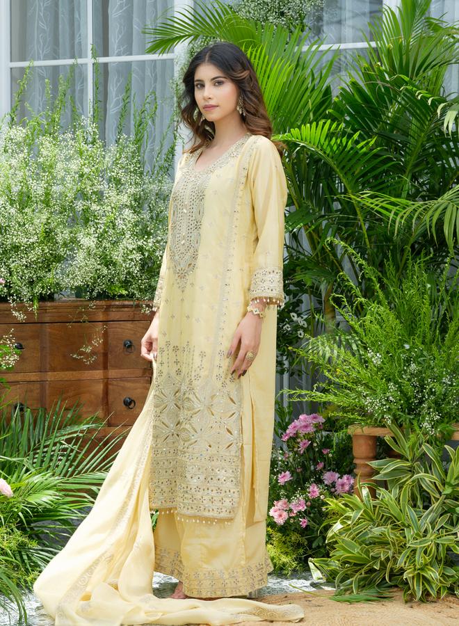 دي دبليو طقم كورتا مستقيمة مطرزة مع بنطال ودوباتا للنساء - Image 2